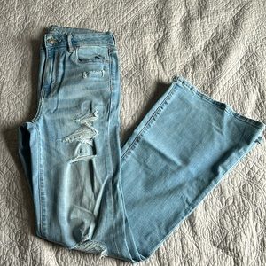 Ripped Light Washed AE Flared Jeans